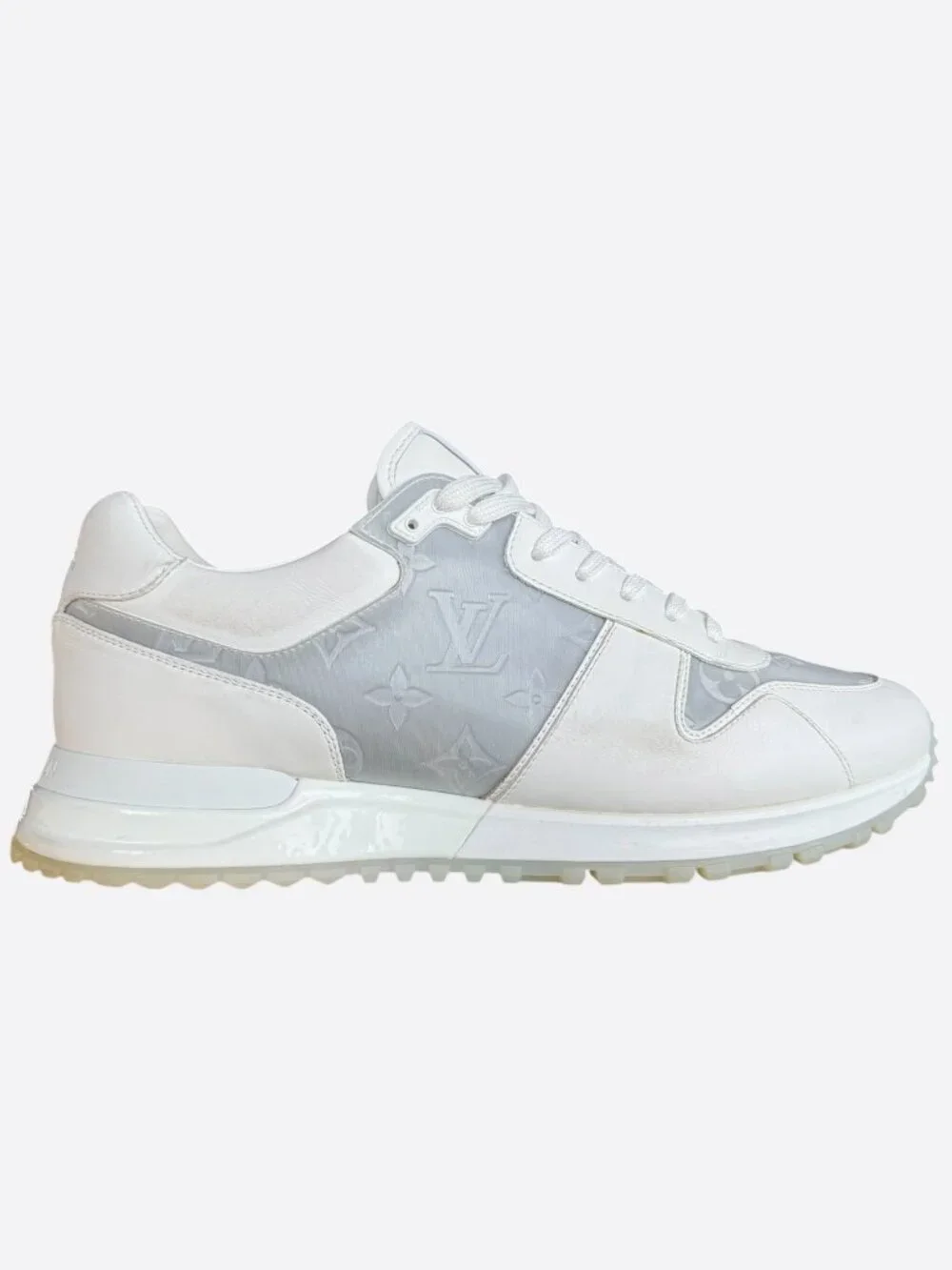 Louis Vuitton White & Silver Monogram Run Away Sneakers